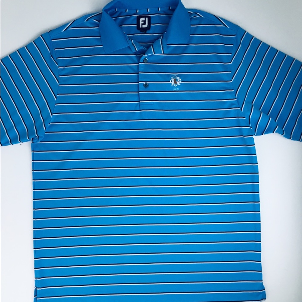 Men's Footjoy Blue Striped Golf Polo Small Emblem
